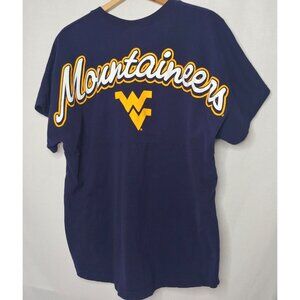 WVU West Virginia Mountaineers Womens XL Shirt Short Sleeve Spell Out Knights